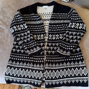 Christopher & Banks Black and White Nordic Cardigan